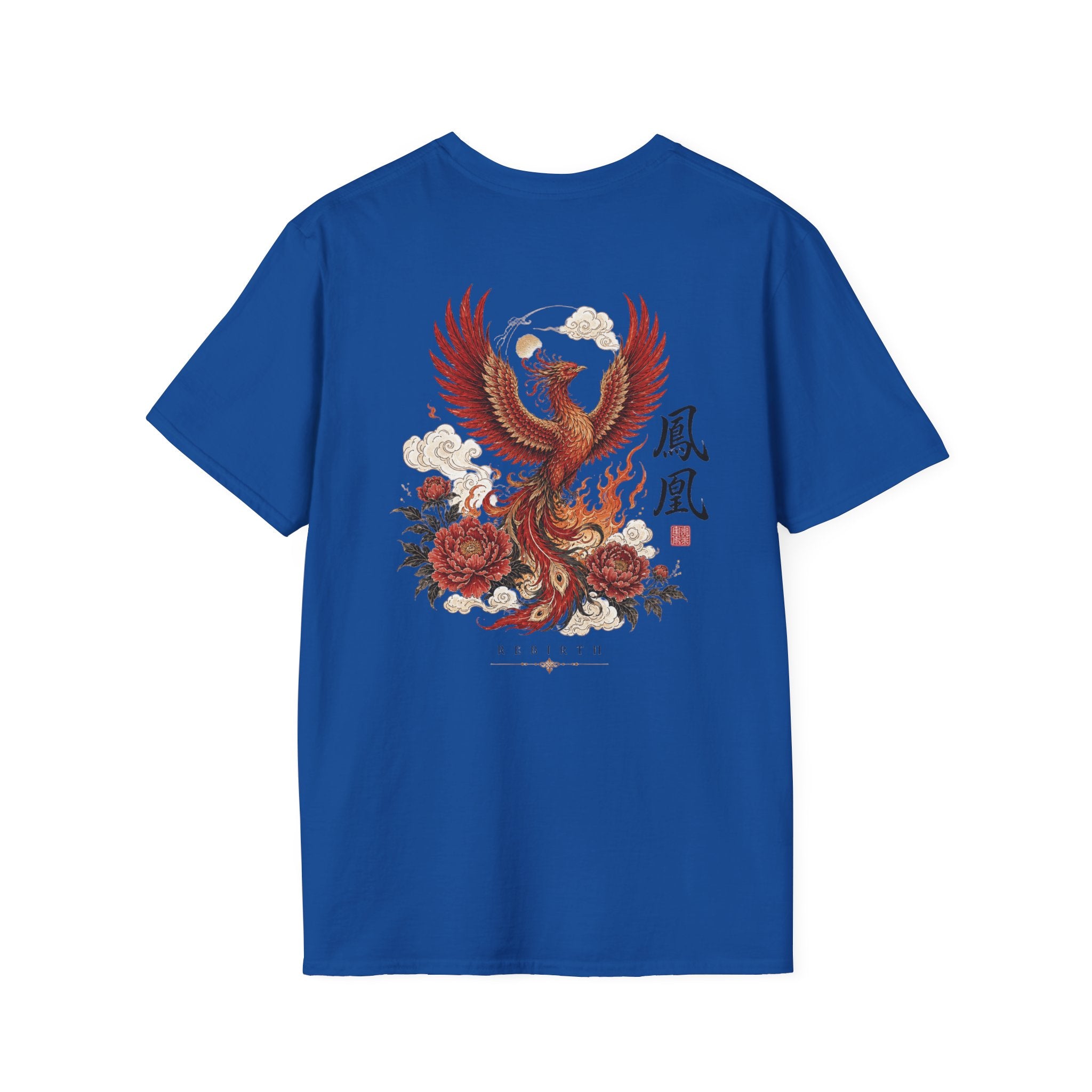 Phoenix Floral T-Shirt — Rising Phoenix Graphic Tee with Asian Calligraphy