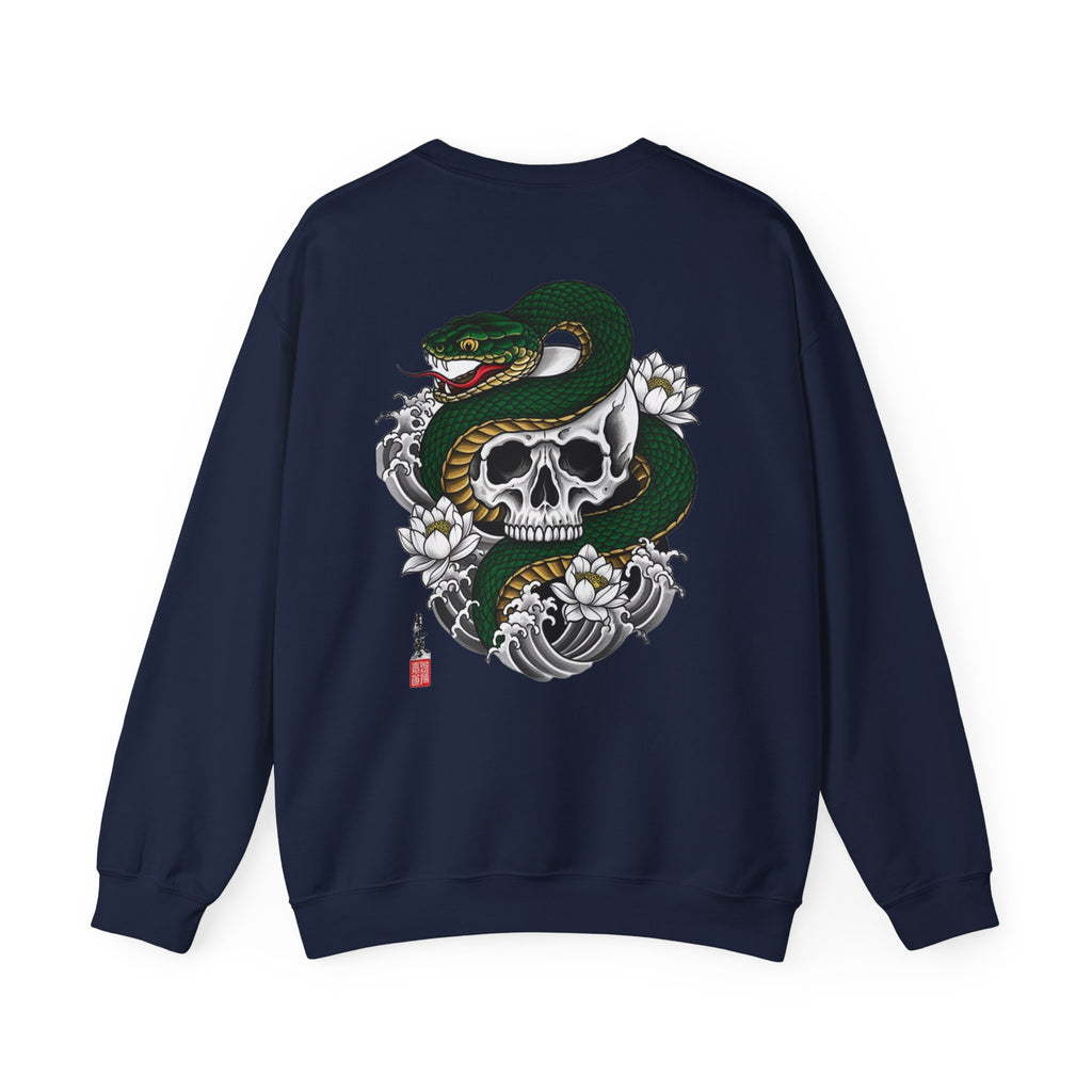 Skull & Snake Crewneck Sweatshirt — Japanese Tattoo Style