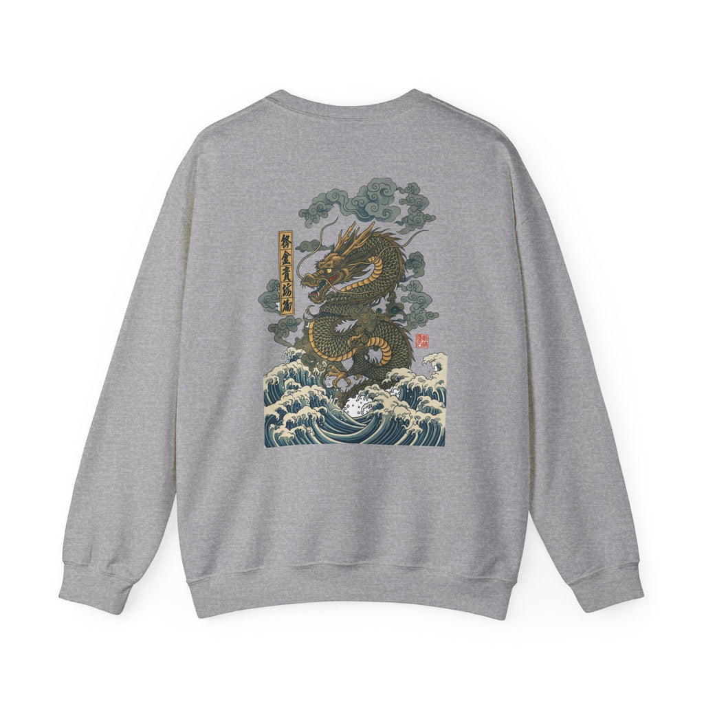 Dragon Wave Crewneck Sweatshirt — Japanese Storm Dragon Graphic
