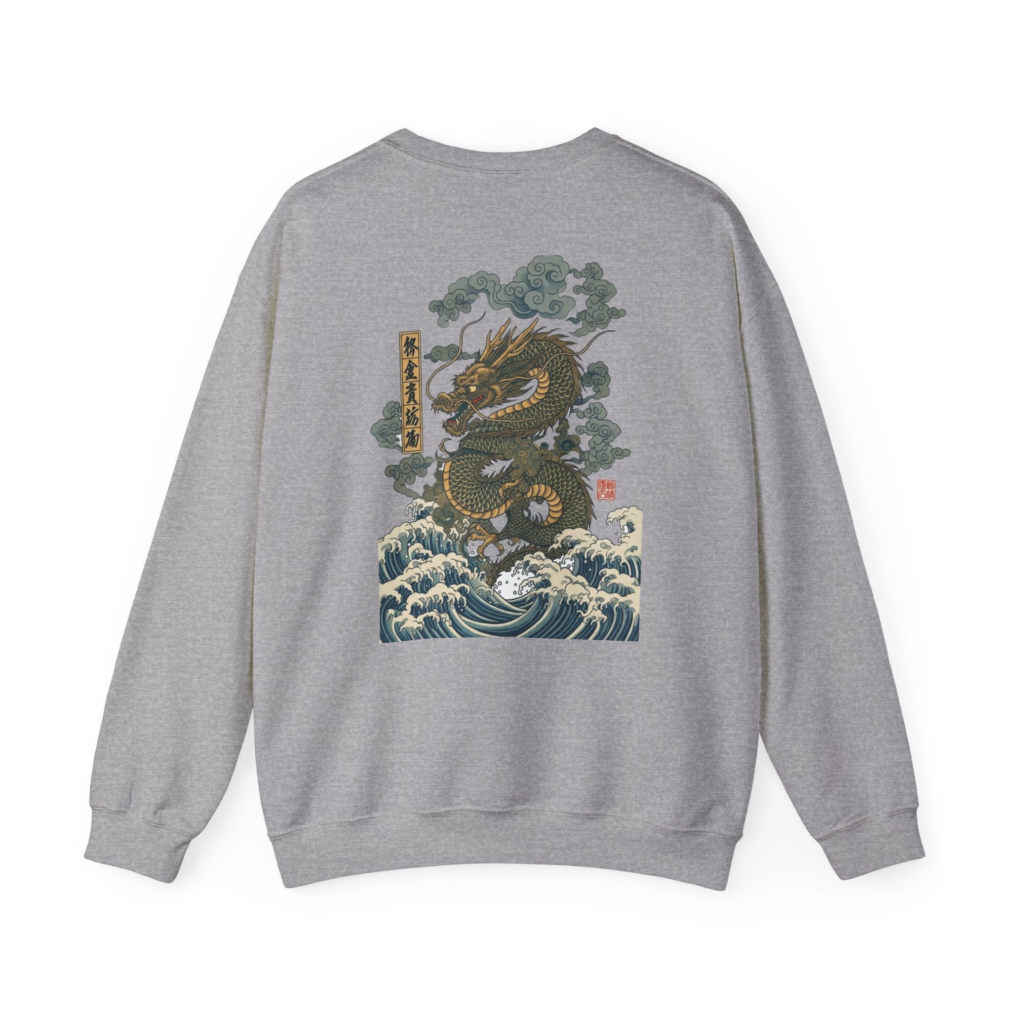 Dragon Wave Crewneck Sweatshirt — Japanese Storm Dragon Graphic