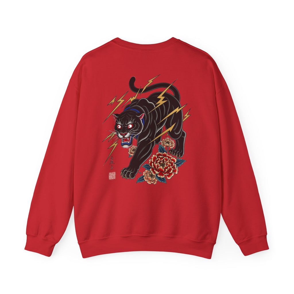 Panther Lightning Crewneck Sweatshirt — Japanese Tiger-Style Black Panther Graphic