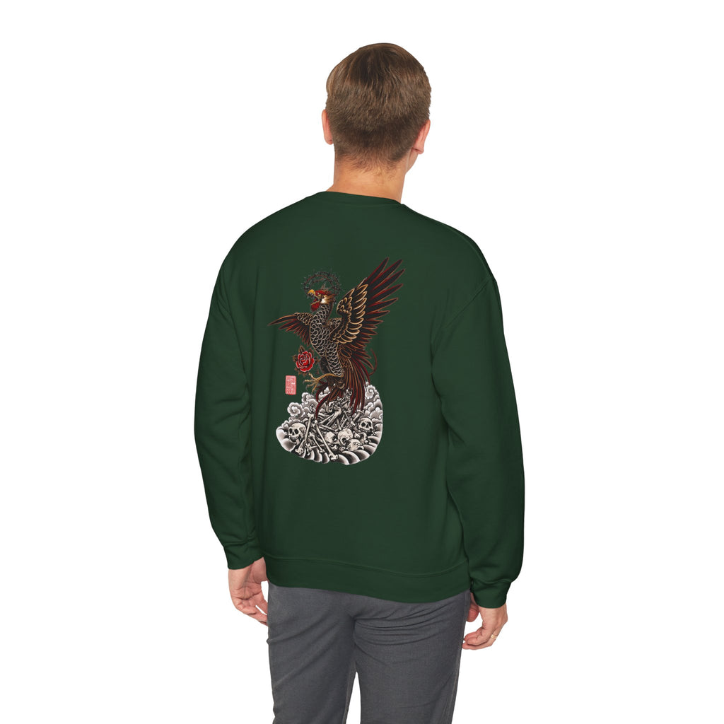 Japanese Eagle Graphic Sweatshirt — Rising Eagle Back Print Crewneck