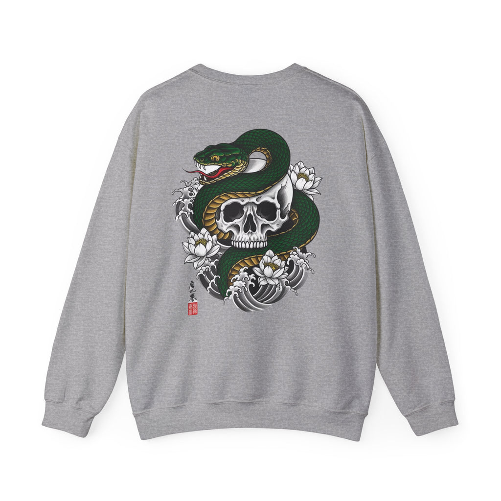Skull & Snake Crewneck Sweatshirt — Japanese Tattoo Style