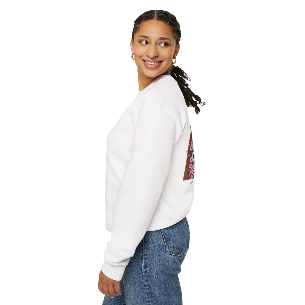 Crewneck Sweatshirt — Yin Yang Tiger with Cherry Blossoms Graphic